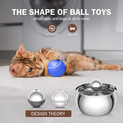 304 Stainless Steel Pet Water Fountain 4L/135 Oz with Faucet Silent Filter Automatic Dog Water Fountain Live Water Circulation